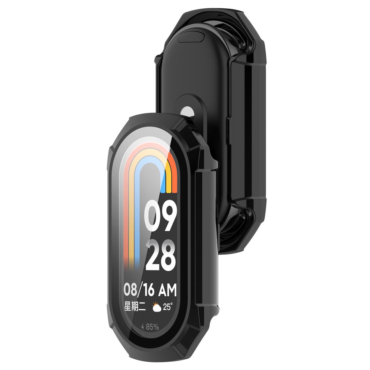 Etui ze szkłem do zegarka Bizon Case Watch Adamo do Xiaomi Smart Band 9, czarne